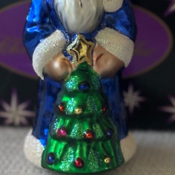 Christopher Radko Blue Santa Christmas Ornament Made in Poland Hand-painted - Picture 6 of 10